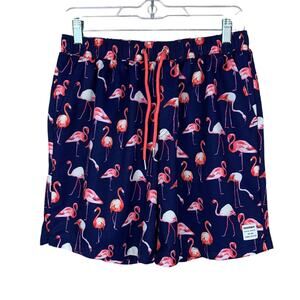 Mosmann Australia Swim Shorts Trunks Blue Pink Flamingo Mesh Lined Men's L